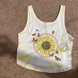 Sunflower and butterfly crop top